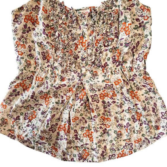 Vintage Rebecca Taylor Floral Silk Peplum Ruffle Front Cami Y2K Size 4 - Picture 5 of 10